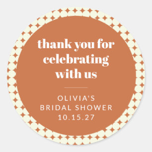Pegatina Redonda Gracias personalizados modernos de terracota para 