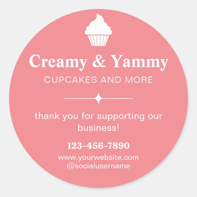 Pegatina Redonda Gracias Personalizados Por Apoyar Nuestro Negocio (Anverso)