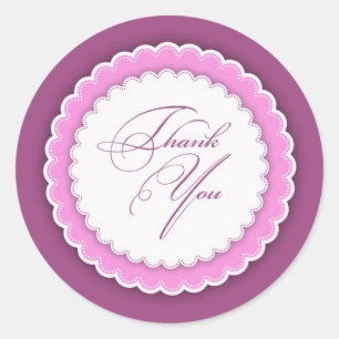 Pegatina Redonda Gracias Pink Purple Polka