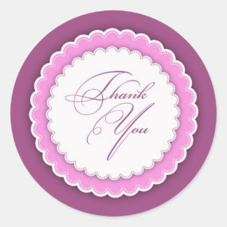 Pegatina Redonda Gracias Pink Purple Polka