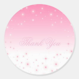 Pegatina Redonda Gracias Pink Stars
