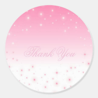 Pegatina Redonda Gracias Pink Stars
