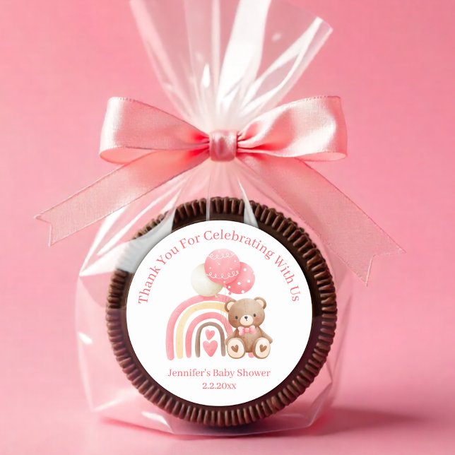 Pegatina Redonda gracias, podemos esperar a que la ducha de bebé ro (Subido por el creador)