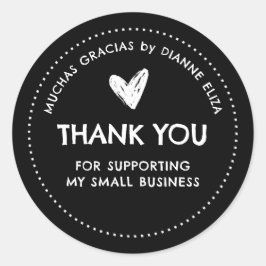 Pegatina Redonda Gracias Por Apoyar A Mi Pequeña Empresa