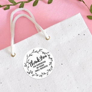 Pegatina Redonda Gracias por apoyar a mi pequeña empresa vegana