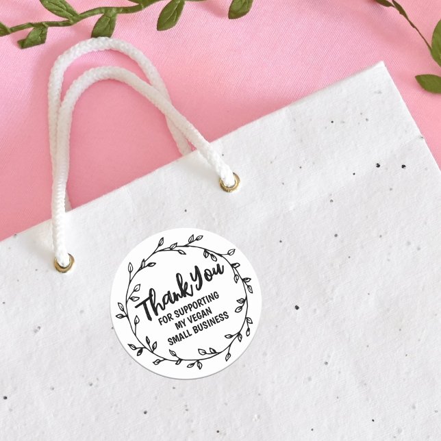 Pegatina Redonda Gracias por apoyar a mi pequeña empresa vegana (Subido por el creador)