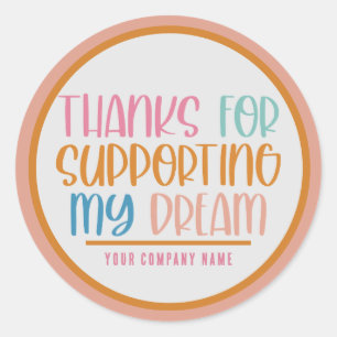 Pegatina Redonda Gracias por apoyar a mi Personalizado soñadora