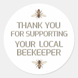 Pegatina Redonda Gracias Por Apoyar A Su Equipo Local De Abejas Min