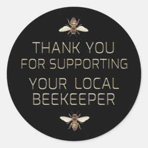 Pegatina Redonda Gracias Por Apoyar A Su Equipo Local De Abejas Min
