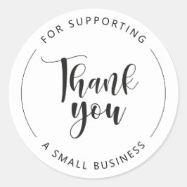 Pegatina Redonda Gracias por apoyar a una pequeña empresa" elegante