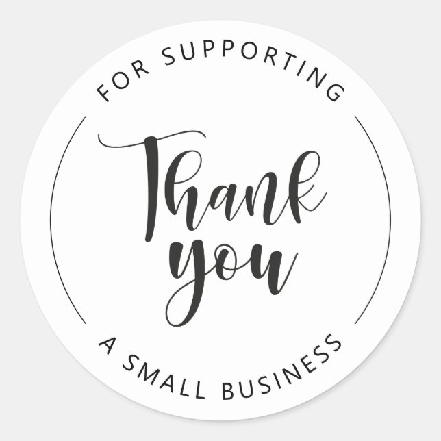Pegatina Redonda Gracias por apoyar a una pequeña empresa" elegante (Anverso)