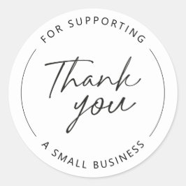 Pegatina Redonda Gracias por apoyar a una pequeña empresa" elegante