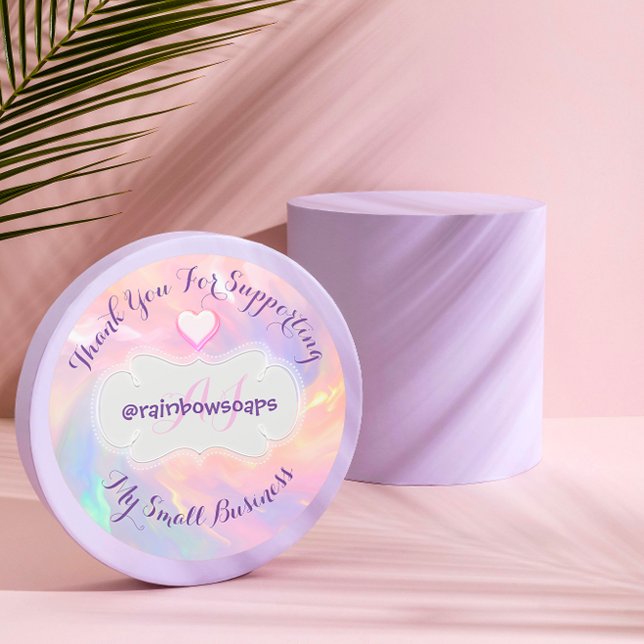 Pegatina Redonda Gracias Por Apoyar Mi Corazón De Pequeña Empresa (Thank You For Supporting My Small Business Heart Classic Round Sticker)