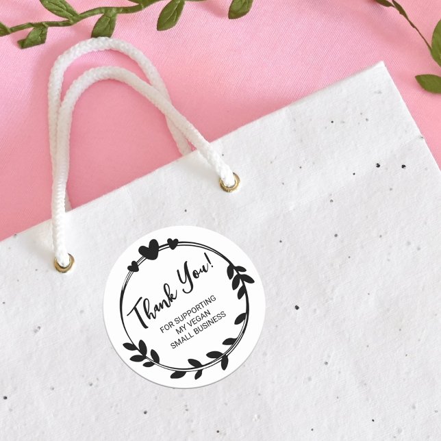 Pegatina Redonda Gracias Por Apoyar Mi Pequeña Empresa Vegan (Subido por el creador)