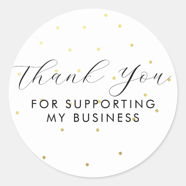 Pegatina Redonda Gracias Por Apoyar Mis Puntos Comerciales Blancos (Anverso)