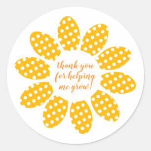 Pegatina Redonda Gracias por ayudarme a crecer Flor