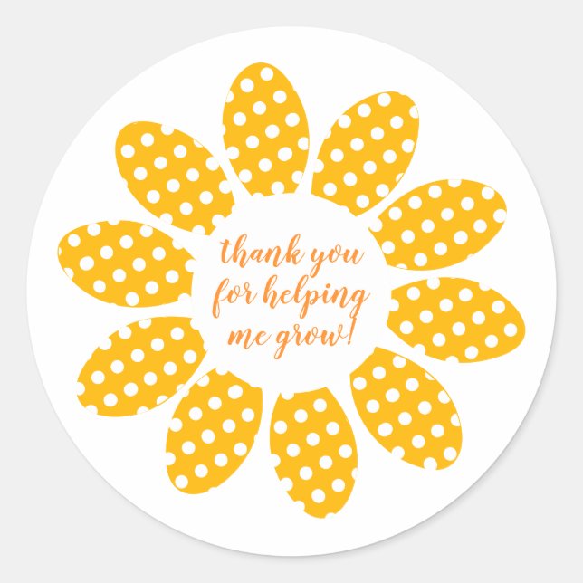 Pegatina Redonda Gracias por ayudarme a crecer Flor (Anverso)