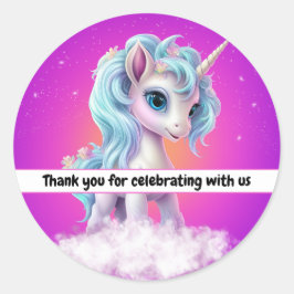 Pegatina Redonda Gracias por celebrar con nosotros