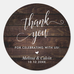 Pegatina Redonda Gracias por celebrar con nosotros, Boda