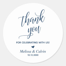 Pegatina Redonda Gracias por celebrar, Marina Azul, Boda
