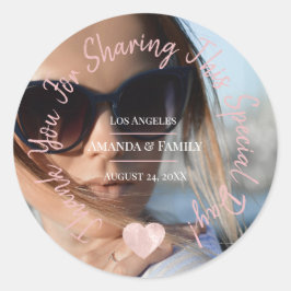 Pegatina Redonda Gracias Por Compartir Este Día Especial Corazón Ro