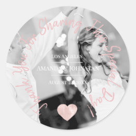 Pegatina Redonda Gracias por compartir este día especial Corazón Ro