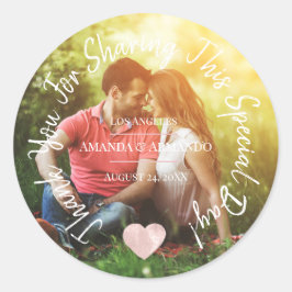 Pegatina Redonda Gracias Por Compartir Este Día Especial Rosa De Co