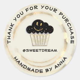 Pegatina Redonda Gracias por comprar chocolate Muffin Kraft Sonrisa