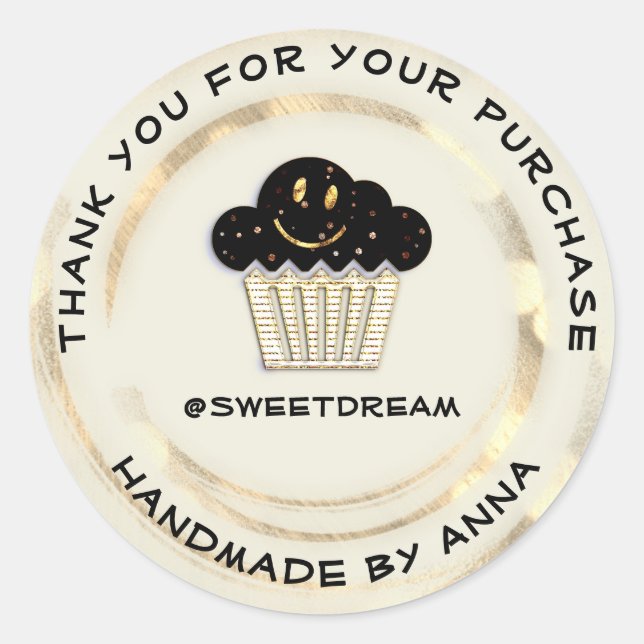 Pegatina Redonda Gracias por comprar chocolate Muffin Kraft Sonrisa (Anverso)