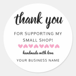 Pegatina Redonda gracias por comprar corazón pequeño minimalista