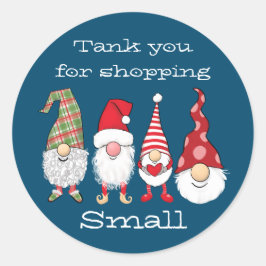Pegatina Redonda Gracias por comprar gnomos pequeños Navidades