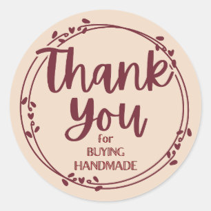 Pegatina Redonda Gracias por comprar HANDMADE