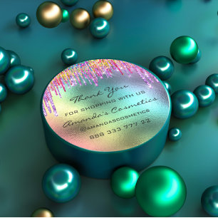 Pegatina Redonda Gracias por comprar las gotas de arcoiris Holograf