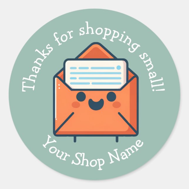 Pegatina Redonda Gracias por comprar Pegatinas de pequeñas empresas (Anverso)