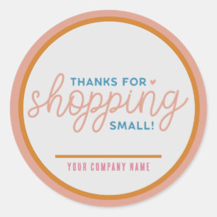 Pegatina Redonda Gracias por comprar pequeñas empresas Personalizad