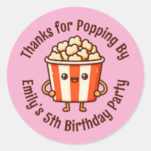 Pegatina Redonda Gracias por comprar por el Personalizado Popcorn P