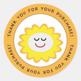 Pegatina Redonda Gracias Por Comprar Smile Flower Circle