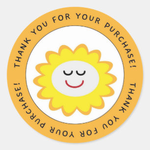 Pegatina Redonda Gracias Por Comprar Smile Flower Circle