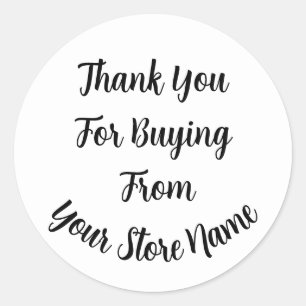 Pegatina Redonda Gracias por comprar un nombre corto personalizado