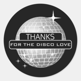 Pegatina Redonda GRACIAS Por Cumpleaños Retro Bola de Amor Disco