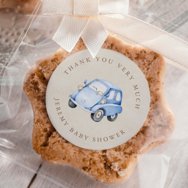 Pegatina Redonda Gracias por el auto retro de Boho azul (Subido por el creador)