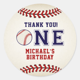 Pegatina Redonda Gracias Por El Béisbol Rústico