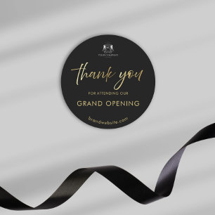 Pegatina Redonda Gracias por el gran logotipo de apertura de Black 
