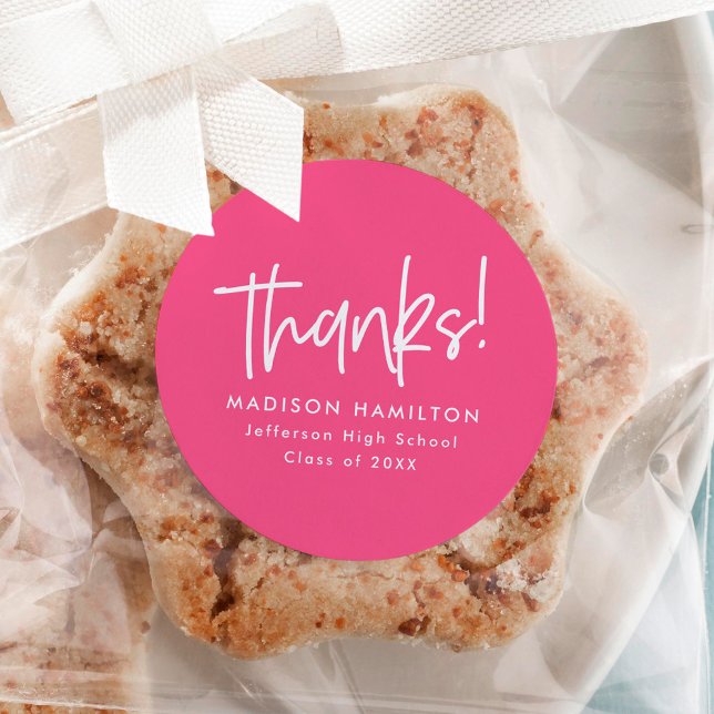 Pegatina Redonda Gracias por el guión precoz moderno de la graduaci (Subido por el creador)