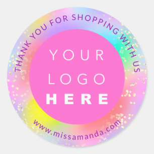Pegatina Redonda Gracias Por El Holograma Del Logotipo Del Personal