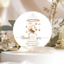Pegatina Redonda Gracias por el móvil de nursery boho