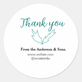Pegatina Redonda Gracias por el nombre de la compañía de la hoja de