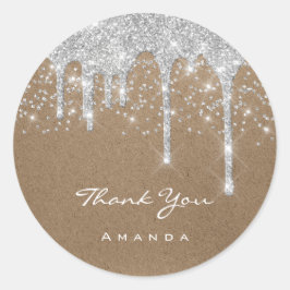 Pegatina Redonda Gracias por el Papel Kraft para Boda de Dulces 16 
