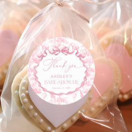 Pegatina Redonda Gracias por el Safari Animal Rosa Toile