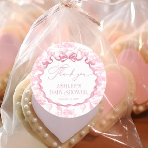 Pegatina Redonda Gracias por el Safari Animal Rosa Toile